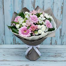 Букет цветов из:  Герберы, Альстромерии и Хризантемы #REPLACE_PRED# Калининске