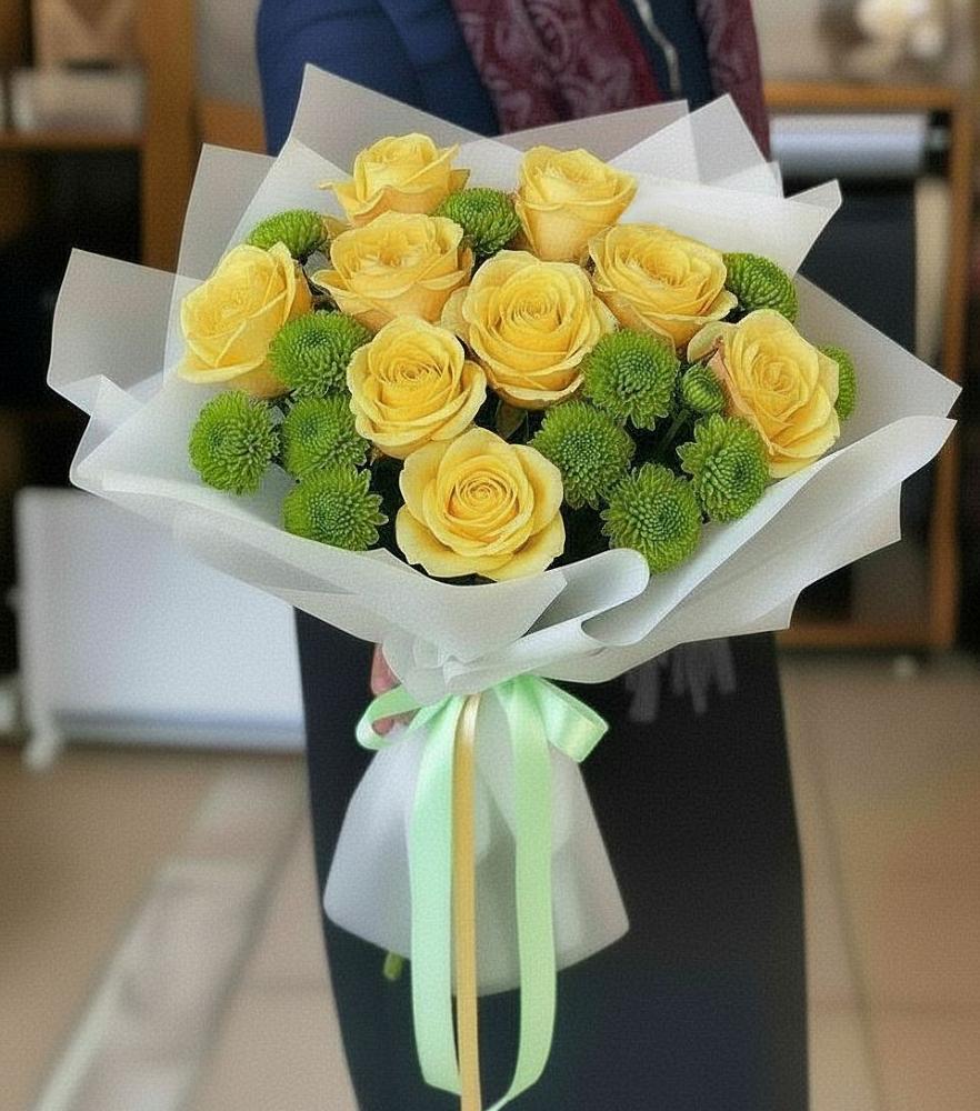 Букет цветов из: Хризантемы и Розы в Калининске