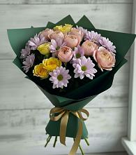 Букет цветов из:  Хризантемы и Розы в Калининске