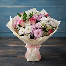 Букет цветов из:  Хризантемы, Альстромерии и Розы в Калининске